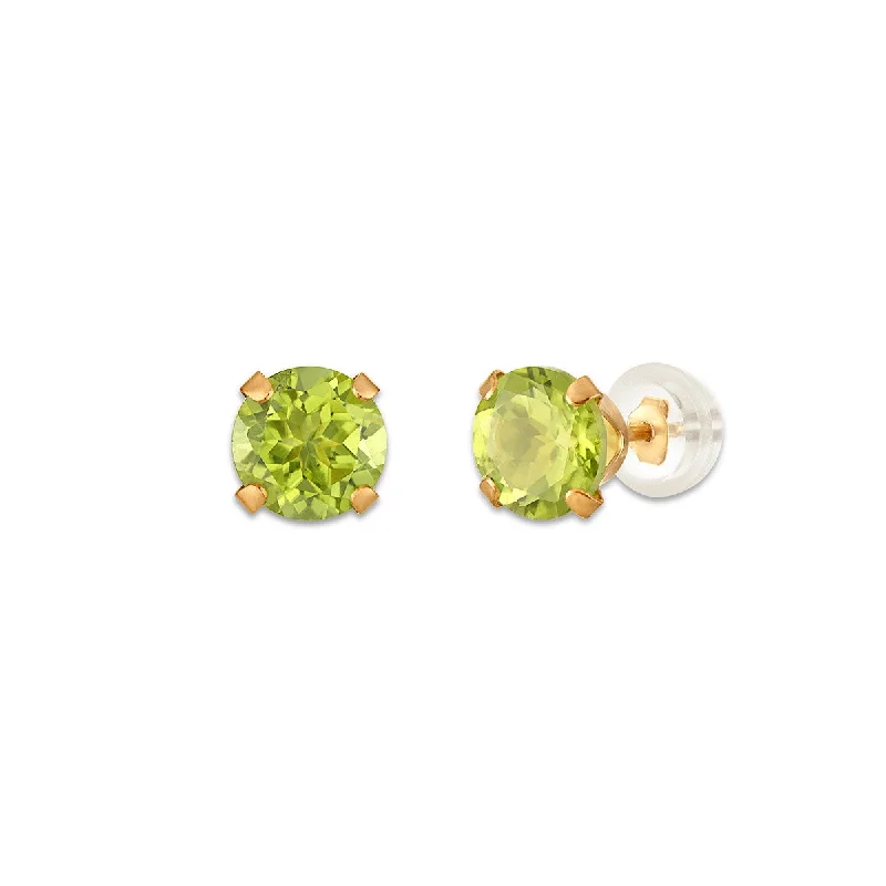 Pearl Earrings for Bride-Peridot Birthstone Stud Earrings in 10KT Gold