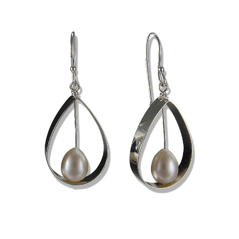 Statement Earrings for Weddings-2171SW - Dangling Drop of the Pearl