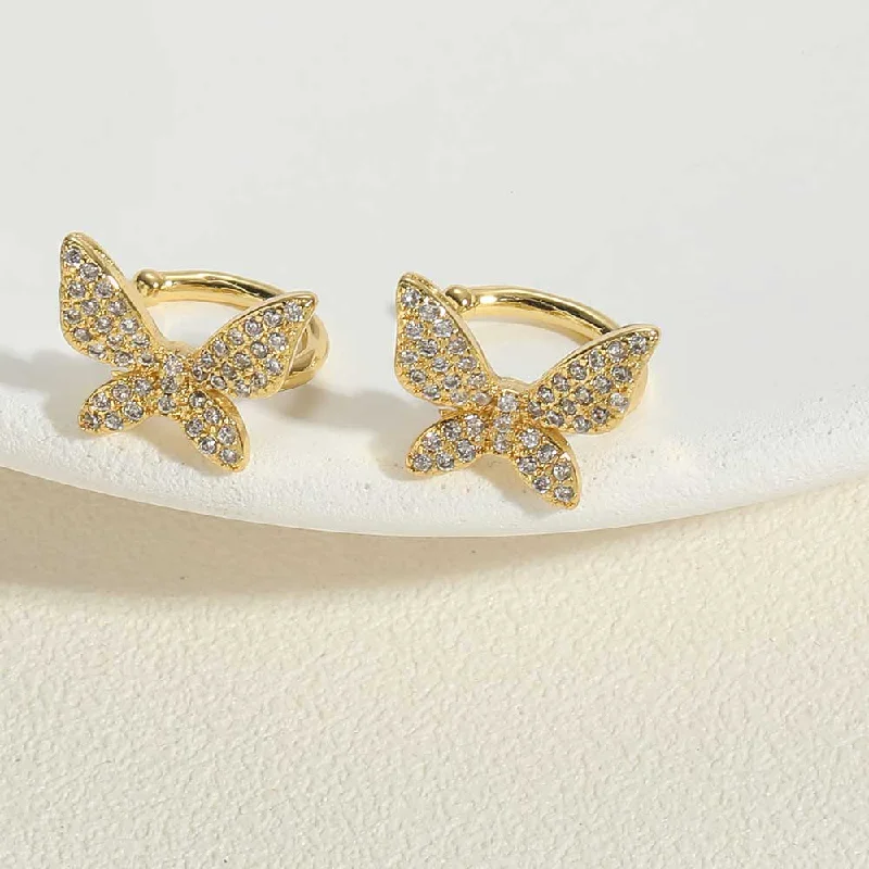 14K Real Gold Butterfly Ear Clip