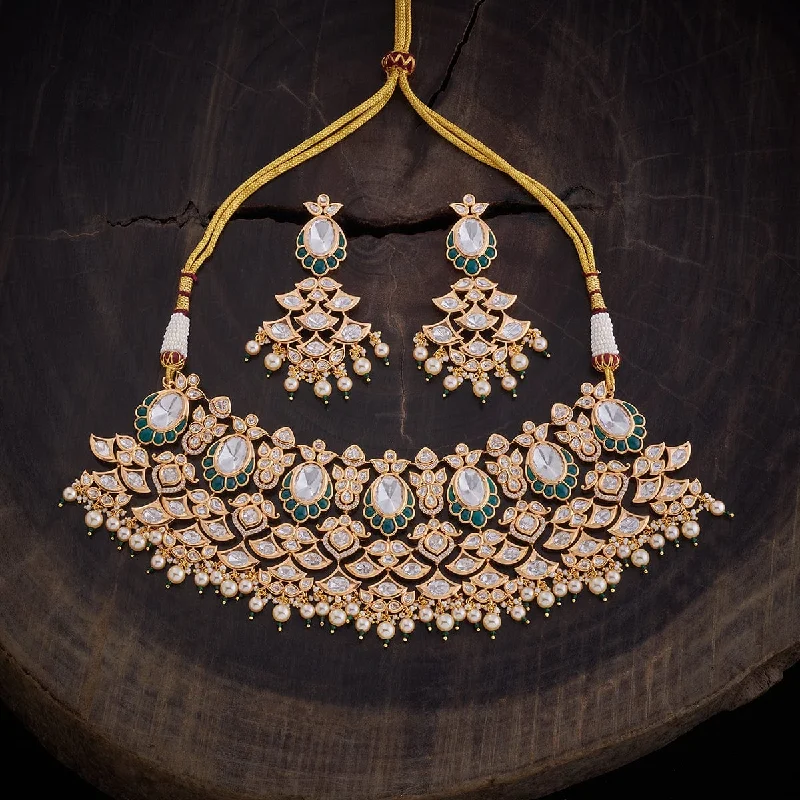 Silver Necklace for Special Occasions-Kundan Necklace 164033