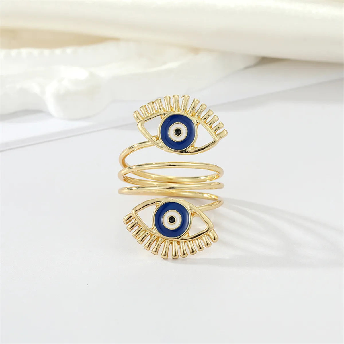 Stunning Gold Ring for Women-New Oil Dripping Blue Adjustable Exaggerated Devil's Eye Alloy Ring Female