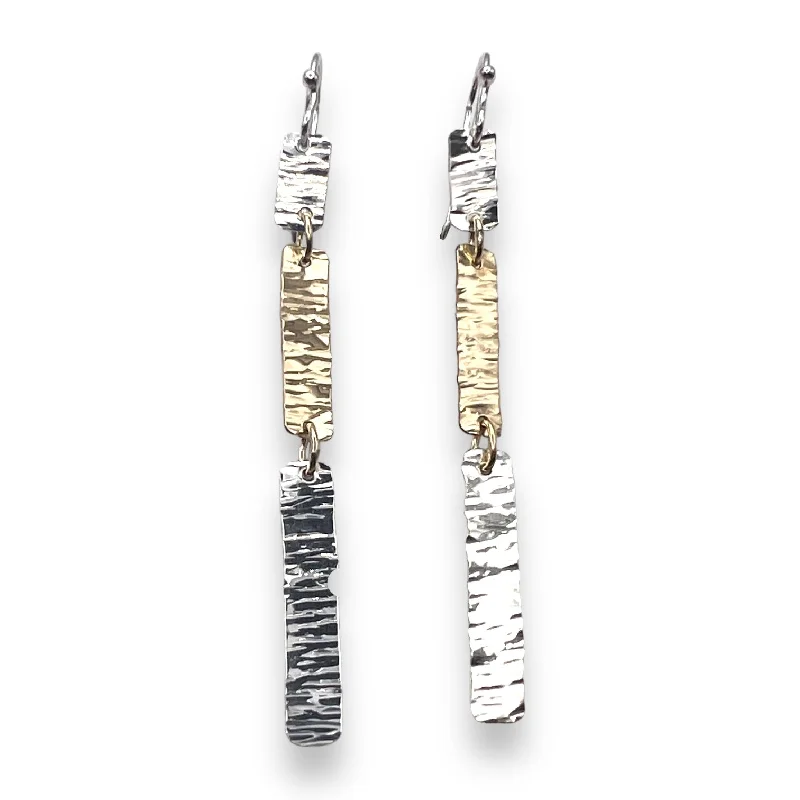 Trendy Silver Earrings-2643 - Dangling Reflections - The Trio Edition