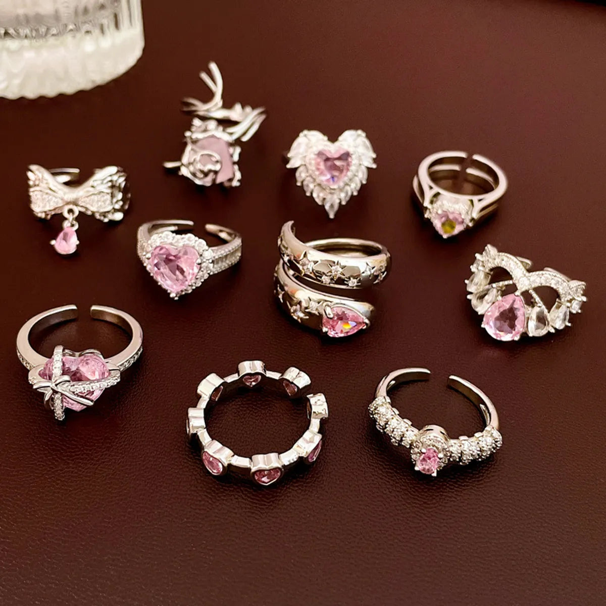 Luxury Gold Ring-Sweet Leaves Heart Shape Crown Copper Inlay Zircon Rings