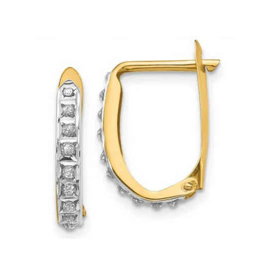 Unique Pearl Earrings-Diamond Fascination 14KT Yellow Gold 15MM Diamond Accent Hoop Earrings