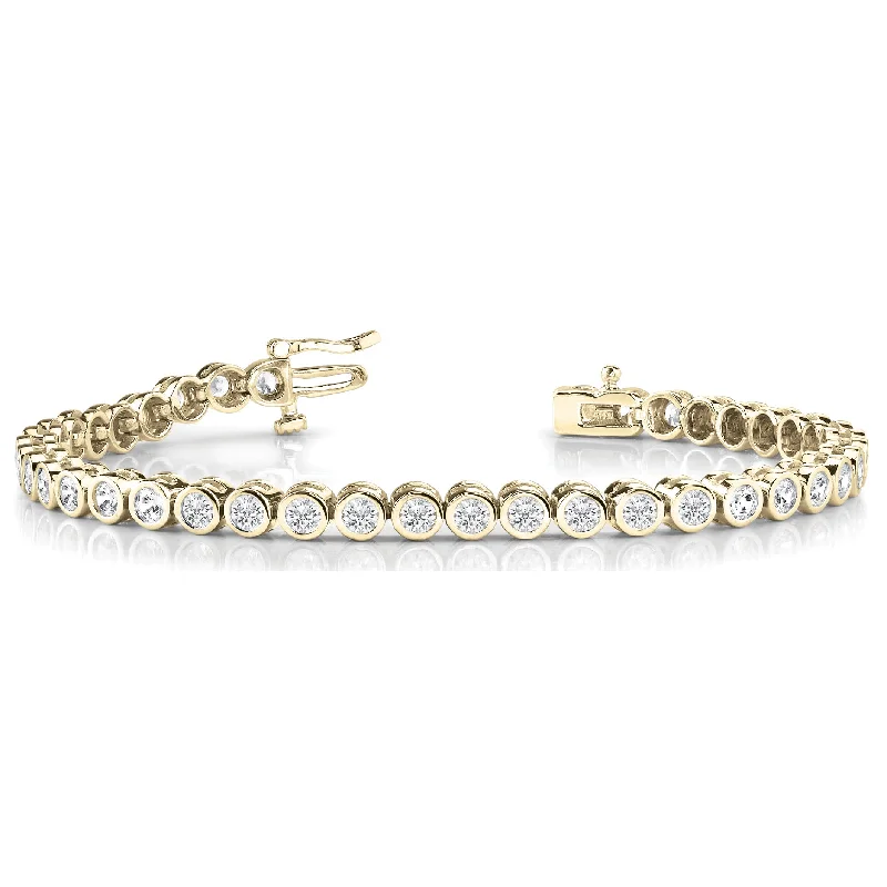 Classic Tennis Bracelet for Weddings-Bezel Set Round Diamond Tennis Bracelet