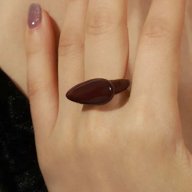 A664-Wine Red Glaze Ring