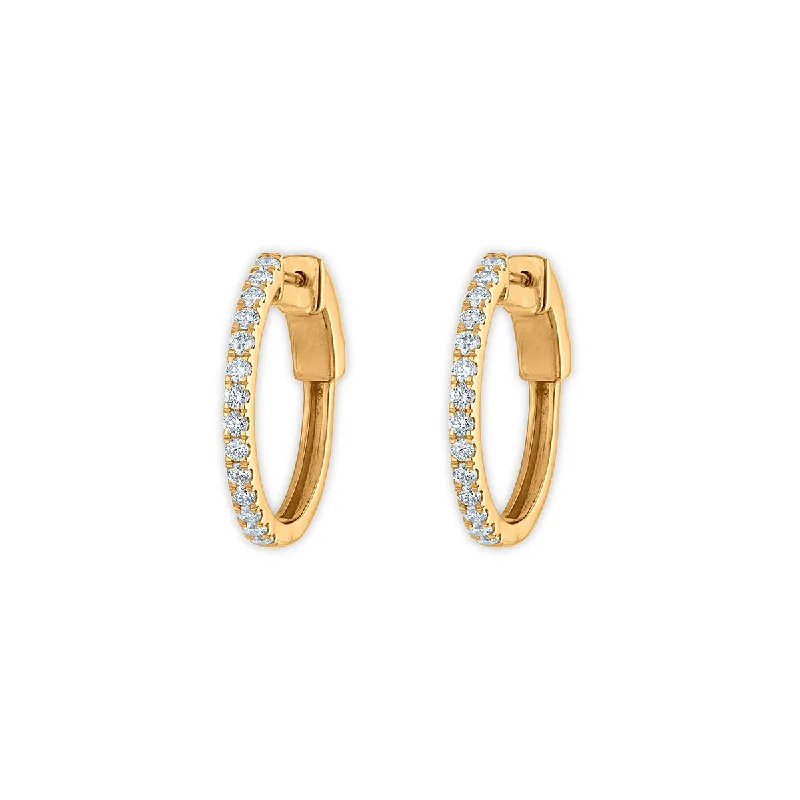 Elegant Wedding Earrings-EcoLove 1/2 CTW Lab Grown Diamond Hoop Earrings in 10KT Yellow Gold