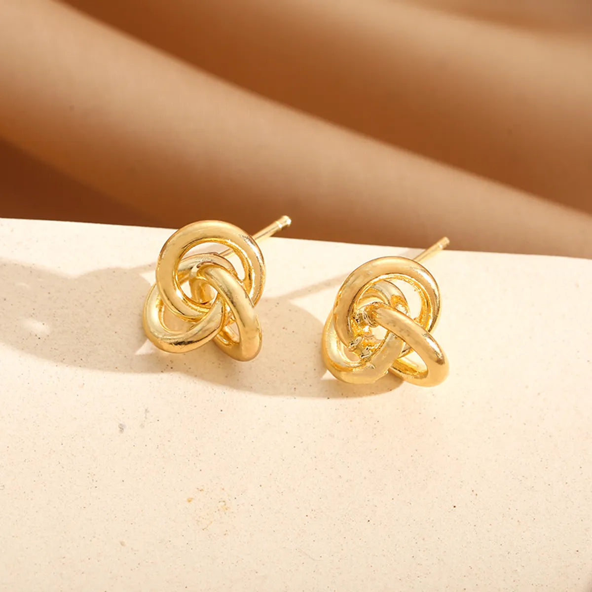 Stud Earrings for Women-1 Pair Simple Style Knot Plating Copper Ear Studs