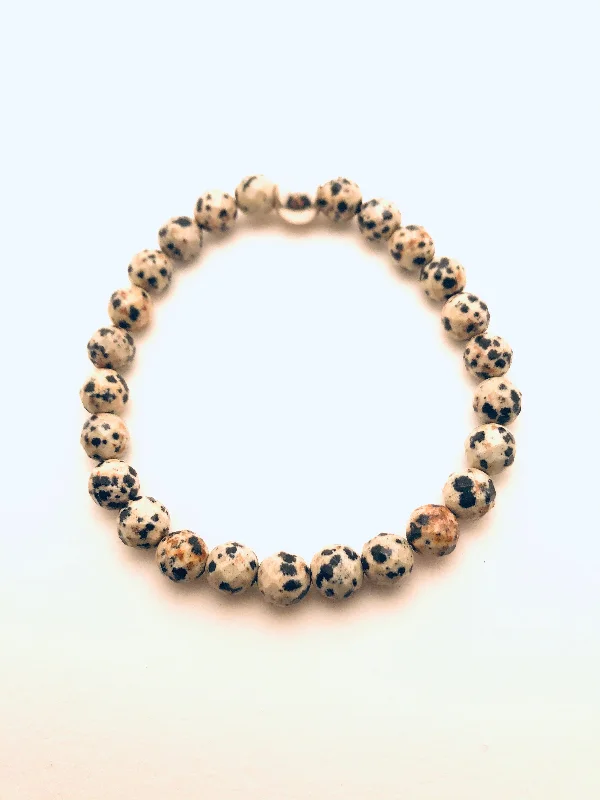 Men’s Classic Gold Bracelet-Men's Bracelet - Dalmation Jasper with Sterling Silver