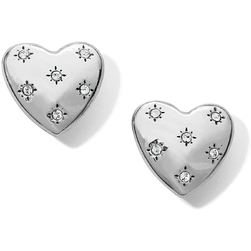 Sparkling Drop Earrings-Stellar Heart Post Earrings