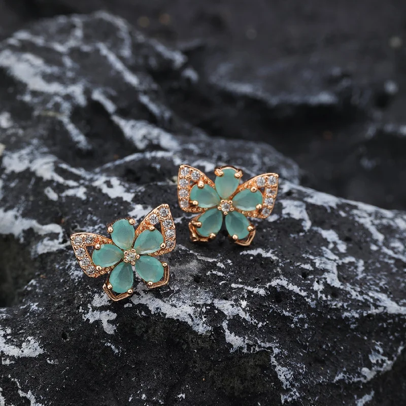 Nature Inspired Earrings-1 Set Vintage Style Butterfly Plating Inlay Copper Zircon 24k Gold Plated Rose Gold Plated Ear Studs