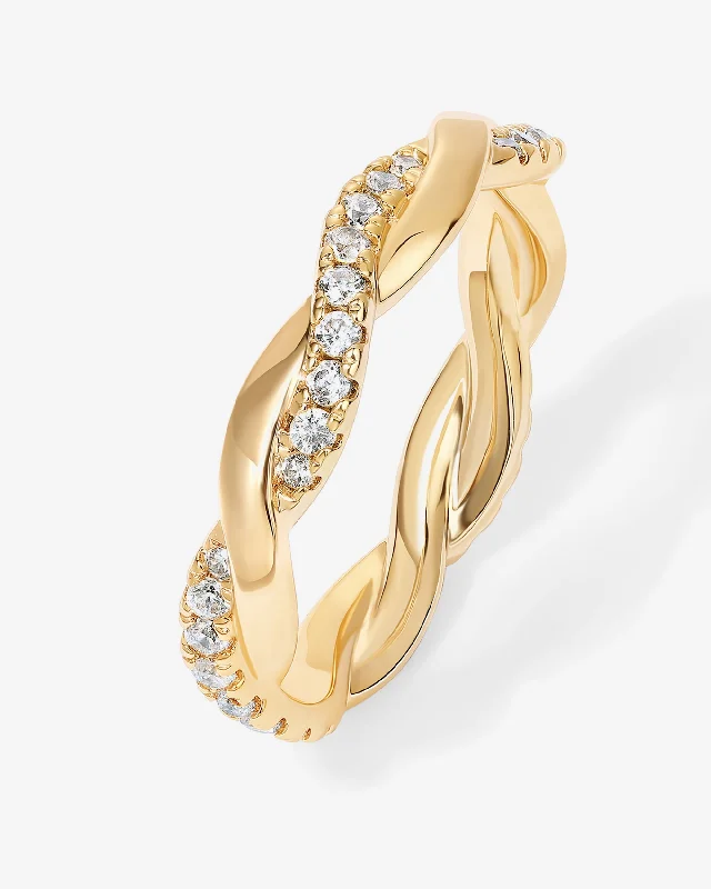 Custom Engagement Ring Set for Women-Vermeil Braided Eternity Band