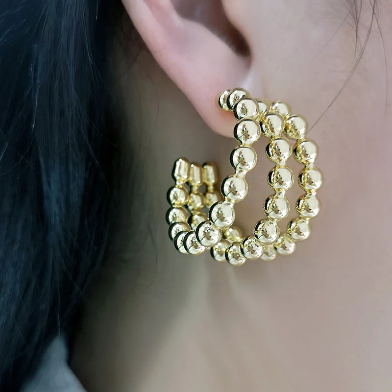 Trendy Dangle Earrings-1 Pair Simple Style Commute C Shape Plating Three-dimensional Copper Gold Plated Ear Studs