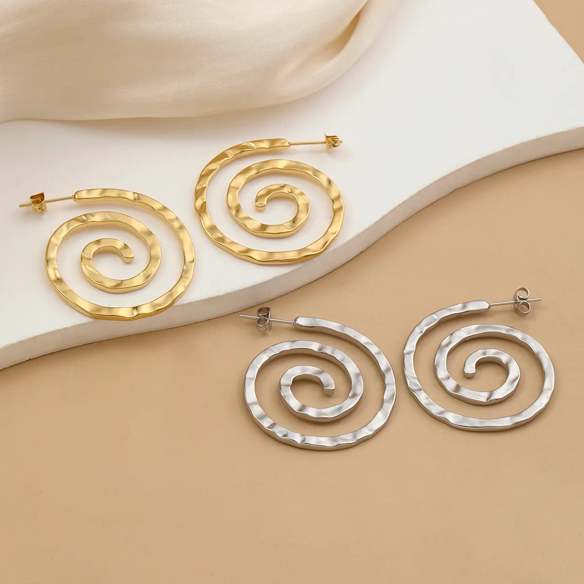 Party Earrings for Bridesmaids-1 Pair Original Design Simple Style Circle Polishing Plating Stainless Steel 18k Gold Plated Ear Studs