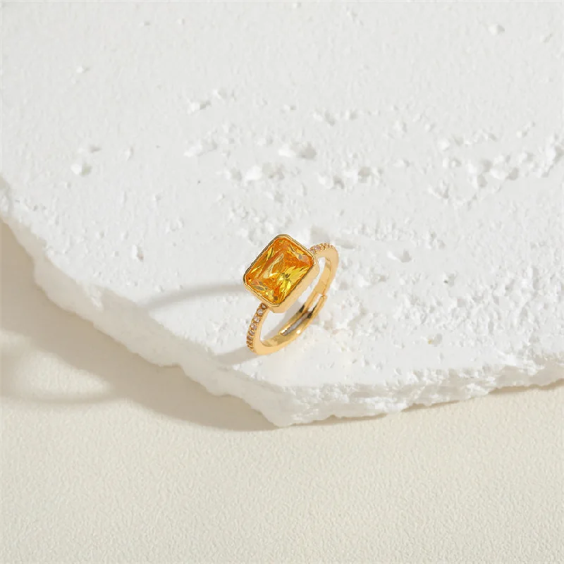 Crystal Yellow Zircon Ring