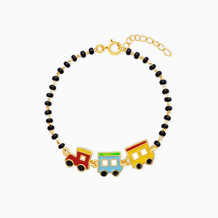 Trendy Silver Bangle-Golden Choo Choo Train Infant Bracelet (0-18 months)