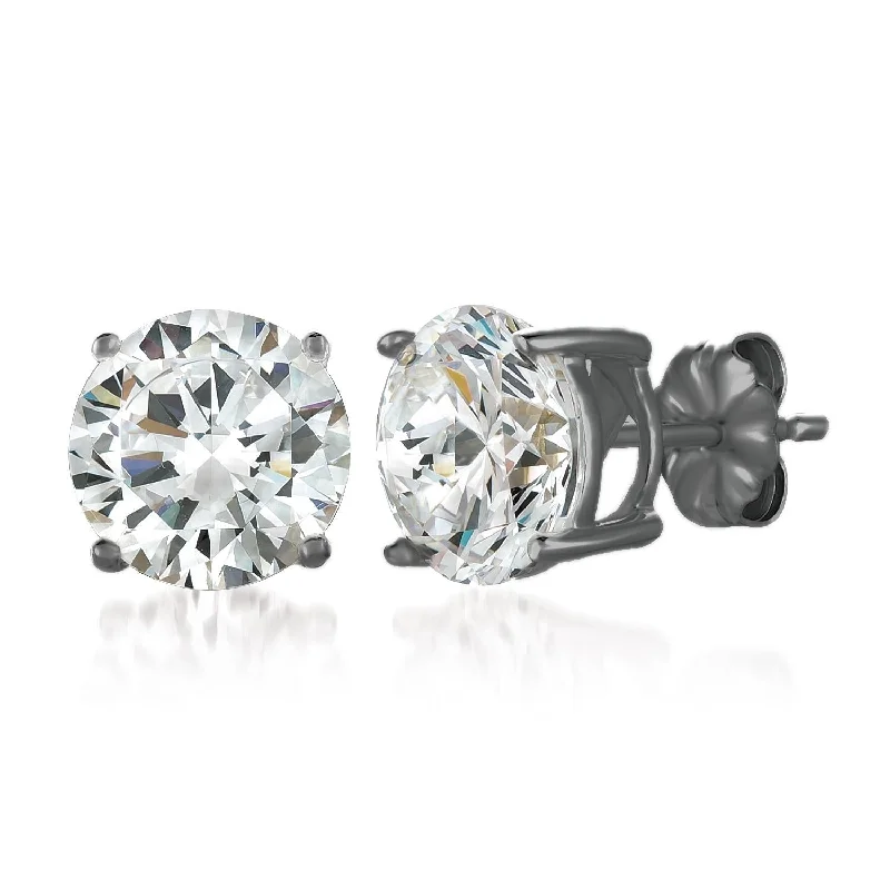 Fashionable Stud Earrings-Crislu Black Rhodium Sterling Silver Round Cubic Zirconia Stud Earrings