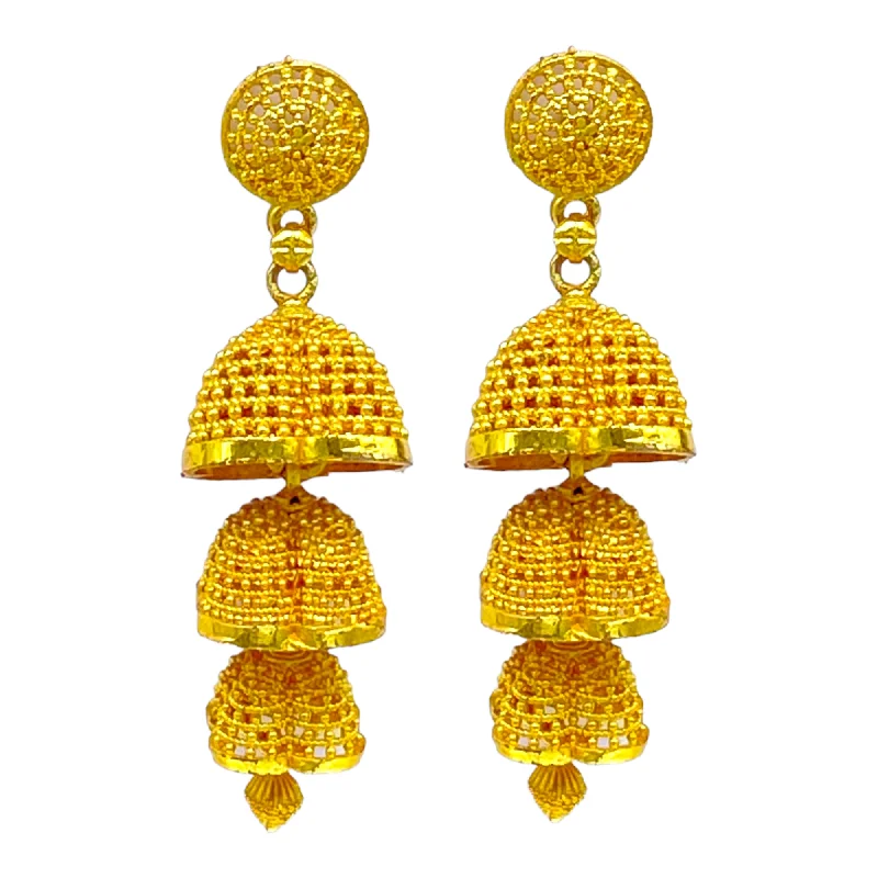 Heart Shaped Earrings-Gold Floral Design Zumkha Earrings