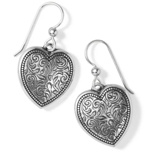 Stylish Hoop Earrings-Romanza Heart French Wire Earrings