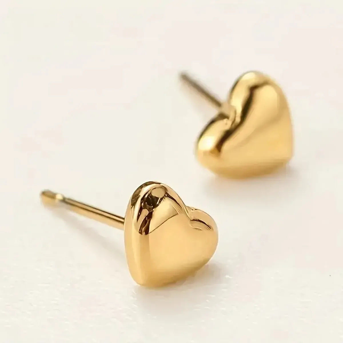 Party Earrings for Women-1 Pair Cute Modern Style Classic Style Heart Shape Plating Stainless Steel Gold Plated Ear Studs