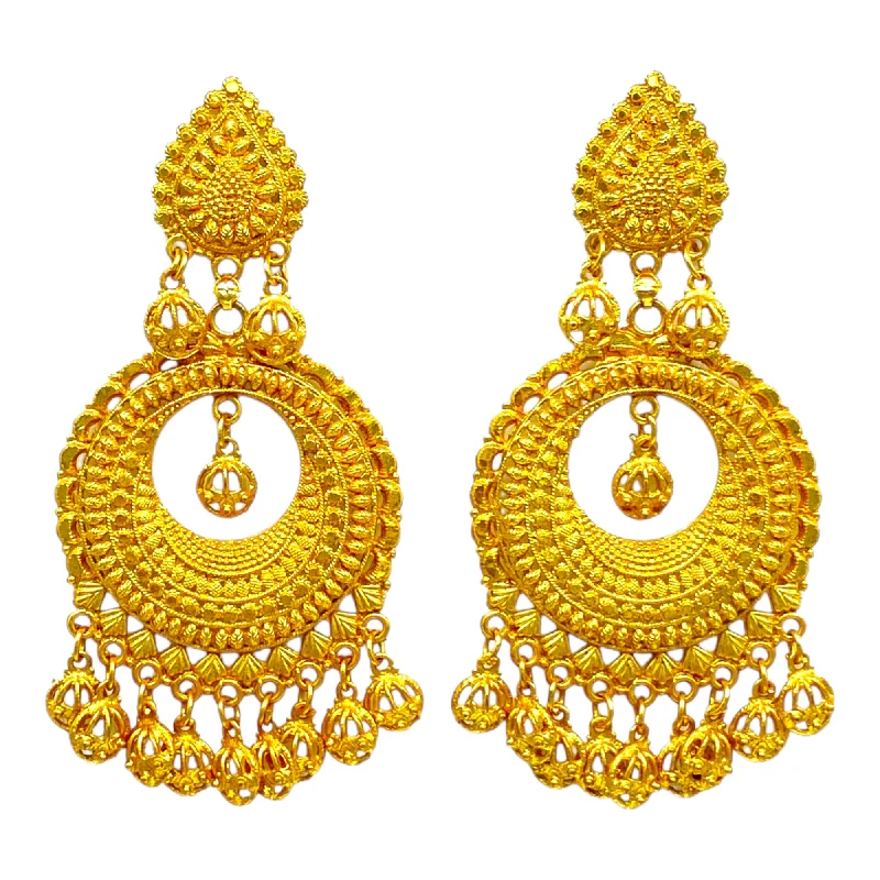 Chic Earrings for Women-Simple Gold  Traditional Chandbali Earrings