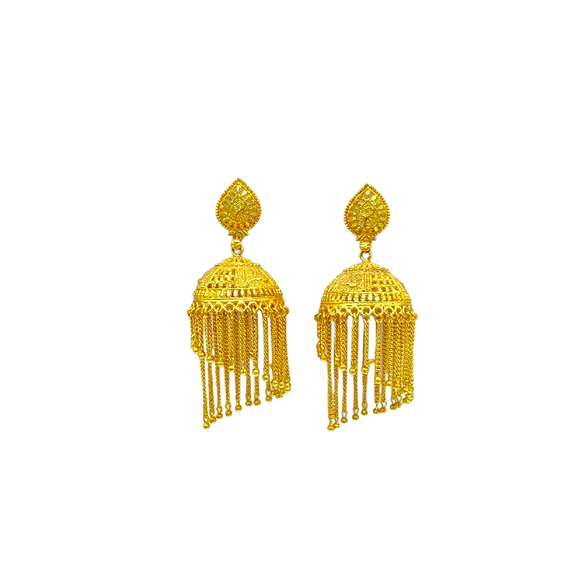 Fashion Earrings for Wedding Day-Gold Chain Tassel Zumkha Earrings