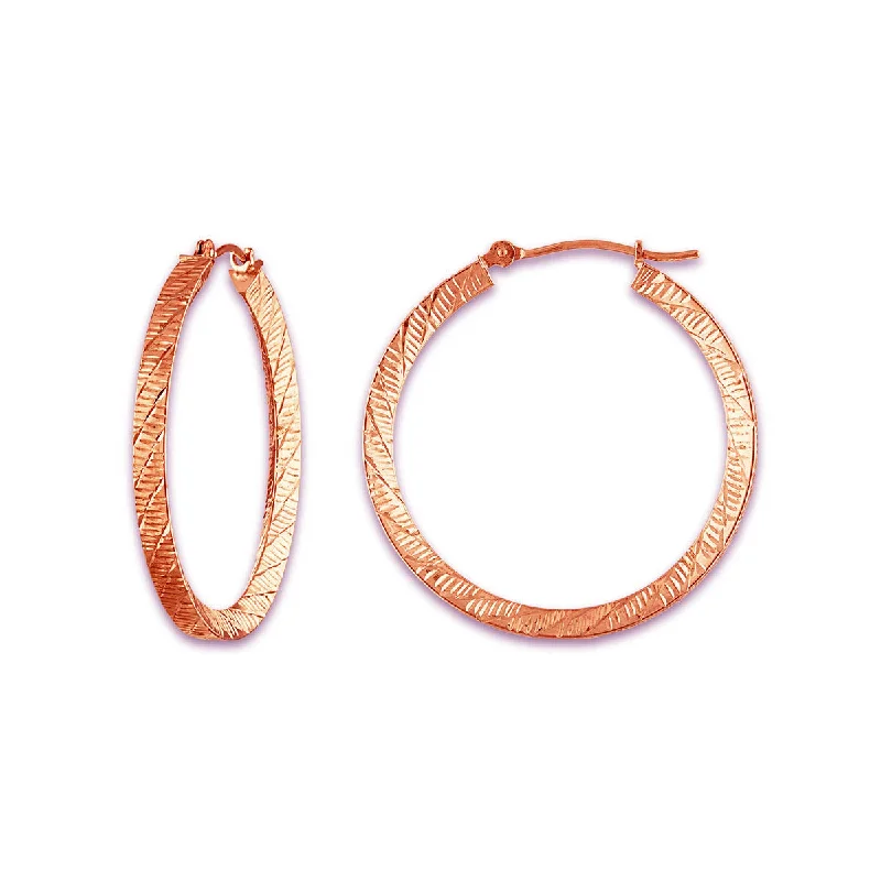 Black Earrings for Women-10KT Rose Gold 30X3MM Hoop Earrings