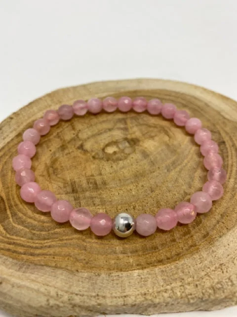 Women’s Adjustable Beaded Bracelet-Faceted Rose Quartz Bracelet