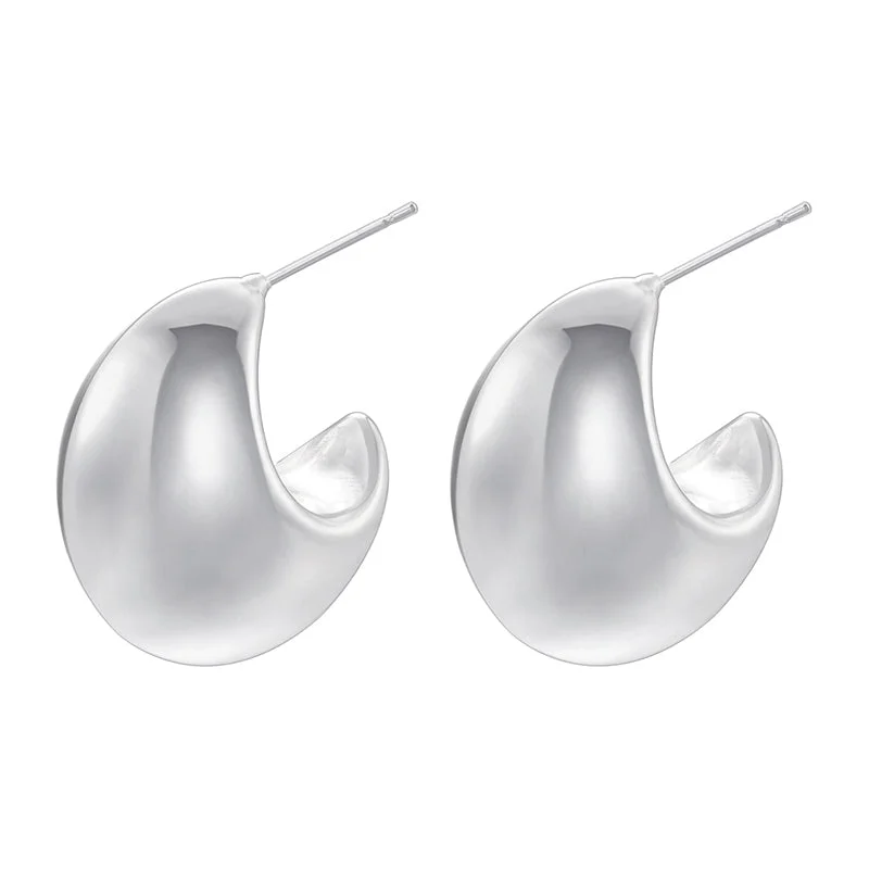 Ve1040 White Gold Color Semicircle Hollow 1 Pair