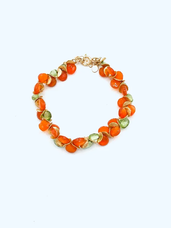 Pearl Bracelet for Brides-Signature Carnelian/Peridot Bracelet