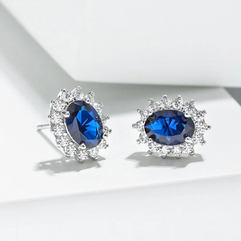 Platinum Blue Zirconium Stud Earrings