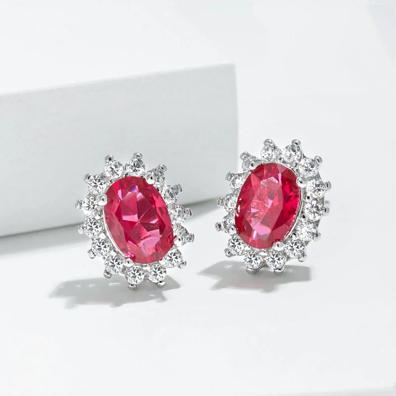 Platinum Ruby Stud Earrings