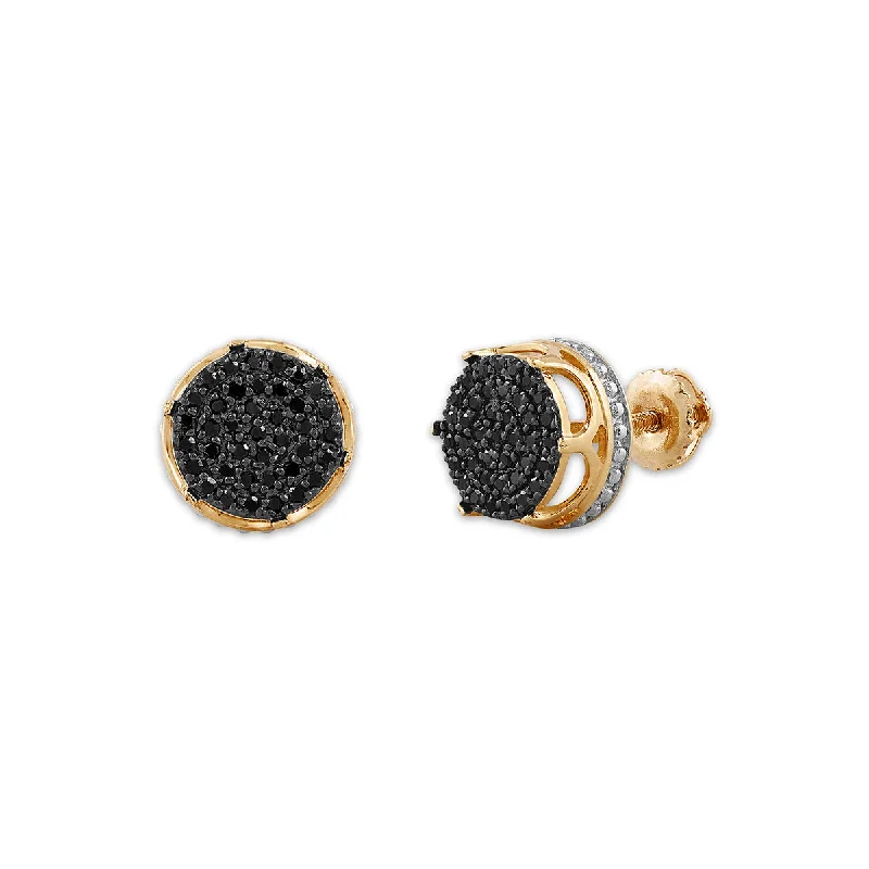 Designer Earrings for Women-Titan by Adrian Gonzalez 10KT Yellow Gold 1/4 CTW Black Diamond Earrings