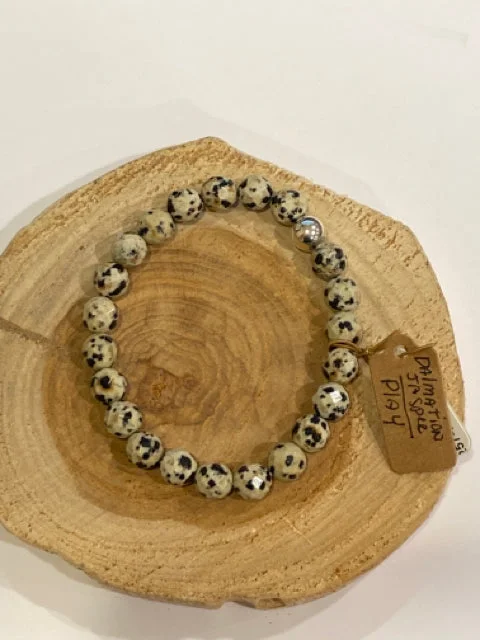 Trendy Men’s Beaded Bracelet-Faceted Dalmation Jasper Bracelet