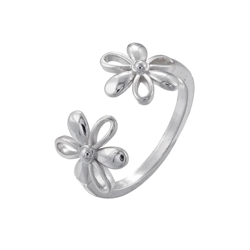 Vj526 White Gold Color Pairs of Daisies