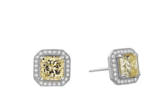 Statement Earrings for Weddings-2.96 CTW Halo Stud Earrings