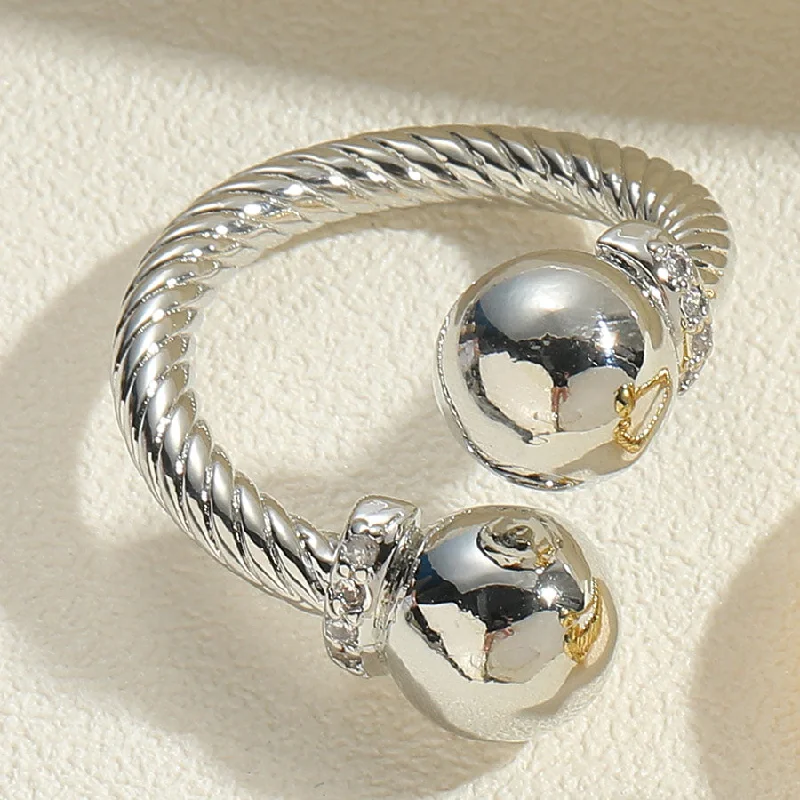 Twist Metal Beads Ring Real Platinum