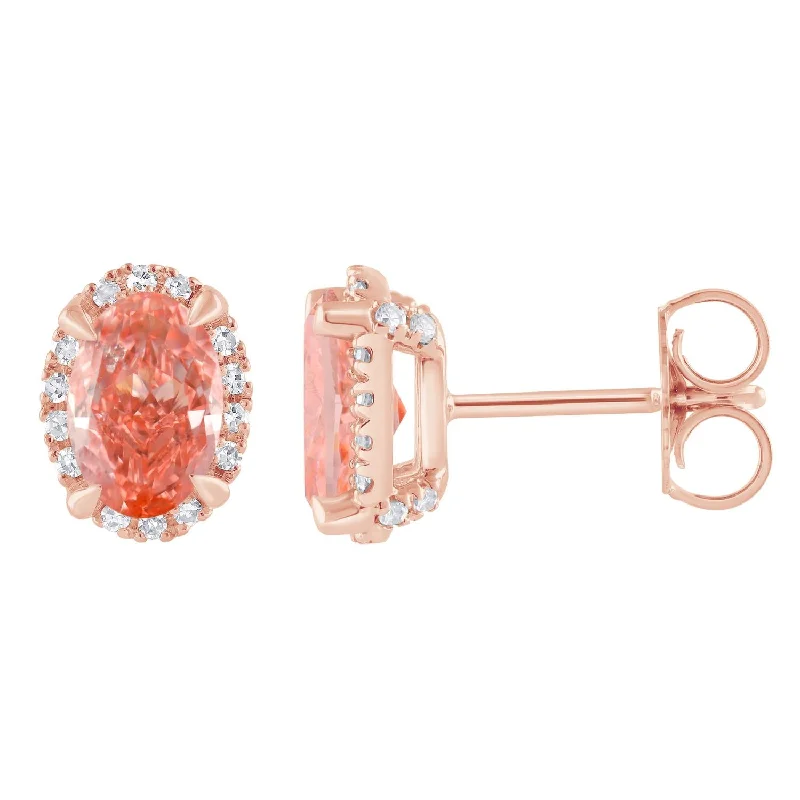 Long Chandelier Earrings-Signature EcoLove 2-1/4 CTW Fancy Pink Lab Grown Diamond Earrings in 14KT Rose Gold